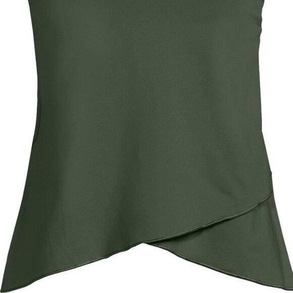 Land’s End Plus Standard tulip hem soft adjustable tankini top olive Green Var - Picture 5 of 5
